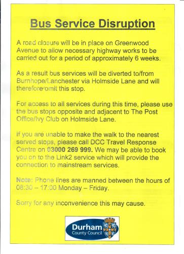 Disruption to bus services - Greenwood Avenue, Langley Lane, Whitehouse Avenue